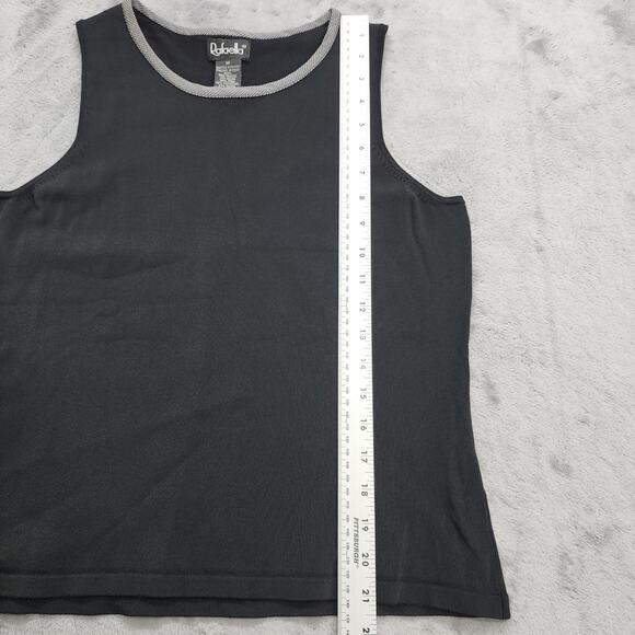 Rafaella Top Womens M Black White Houndstooth Trim Sleeveless Stretch Knit Shell - Picture 8 of 9